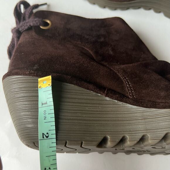 Fly London Yebi Suede Wedge Ankle Booties In Rich Brown Size 10 - Picture 9 of 12